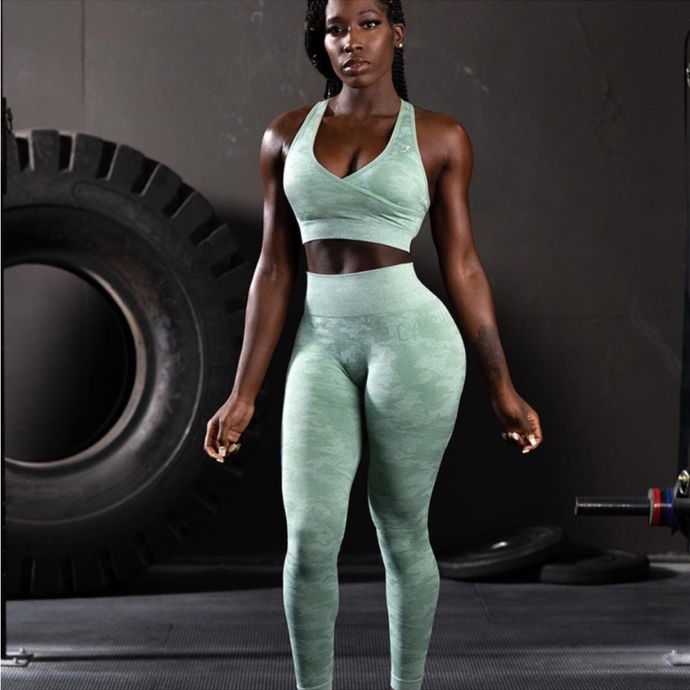 Gymshark Mint green Camo Leggings